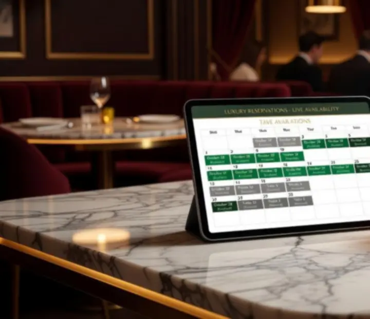 Tablet z podglądem dostępności stolików i sal w restauracji